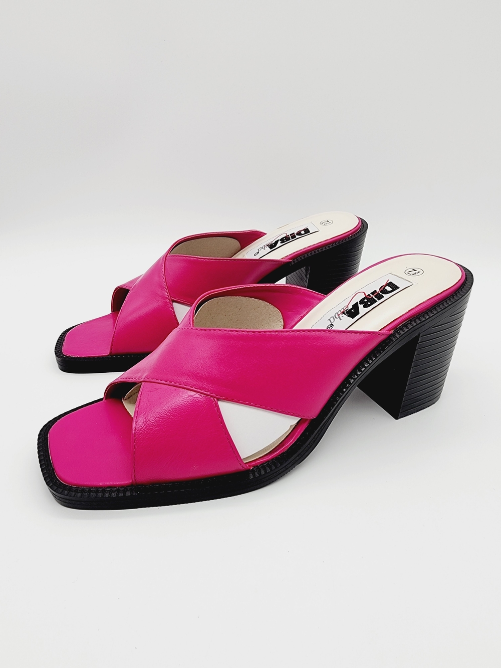 Diba Y2K Genuine Leather Hot Pink Fuchsia Chunky Sandal Size 7.5